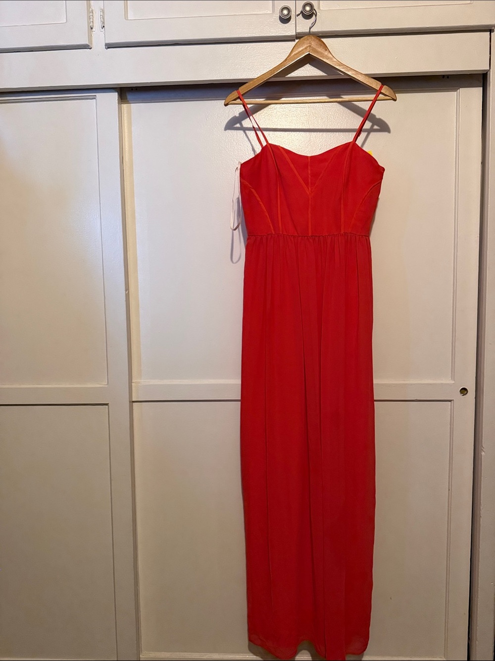 BCBGeneration Red Spaghetti-Strap Maxi Jumpsuit
